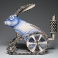 Mechanized Life the Jackrabbit, porcelain and underglaze, 15_x13_x12_, 2007